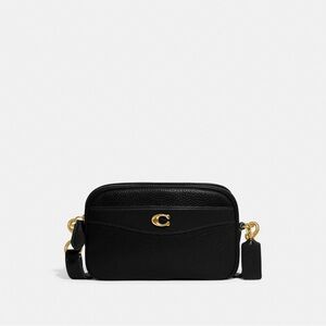 Coach black camera Leather Crossbody Bag